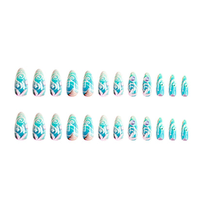 Stiletto Nail Design with Coastal Elements