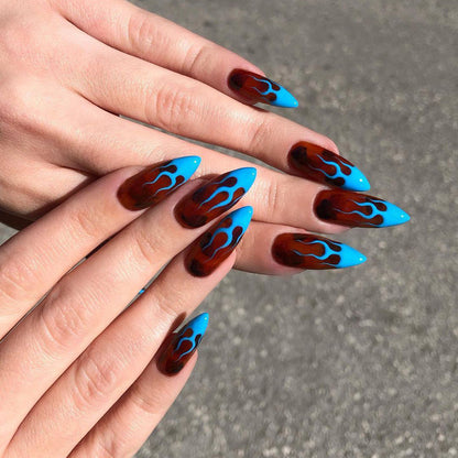 Flame Pattern Stiletto Nail Art Design