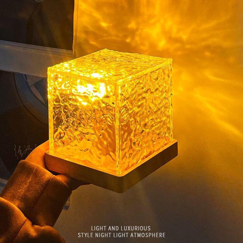 RGB Dimmable Crystal Table Lamp with 16 Colours USB Water Ripple Projection