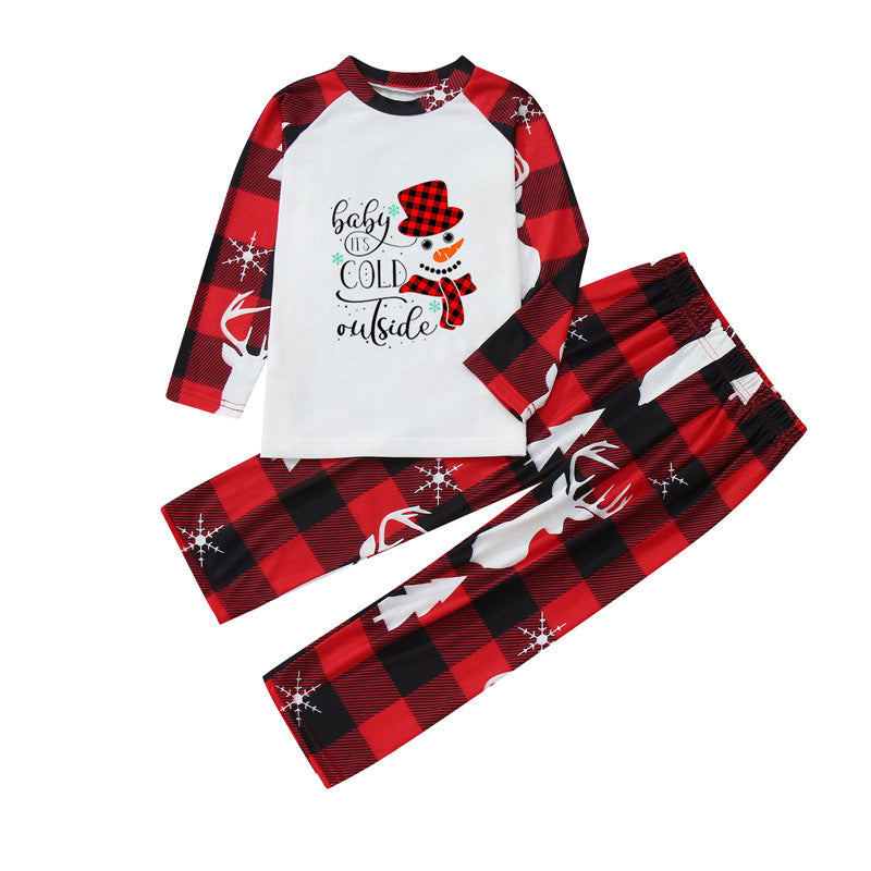 Red Checkered Snowman Family Christmas Pajama Sets