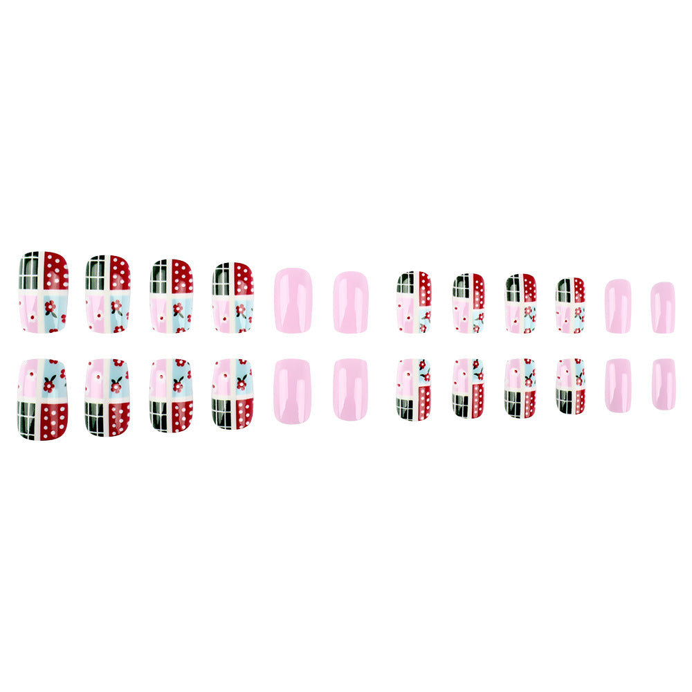 Creative Nail Art Set with Patchwork Design