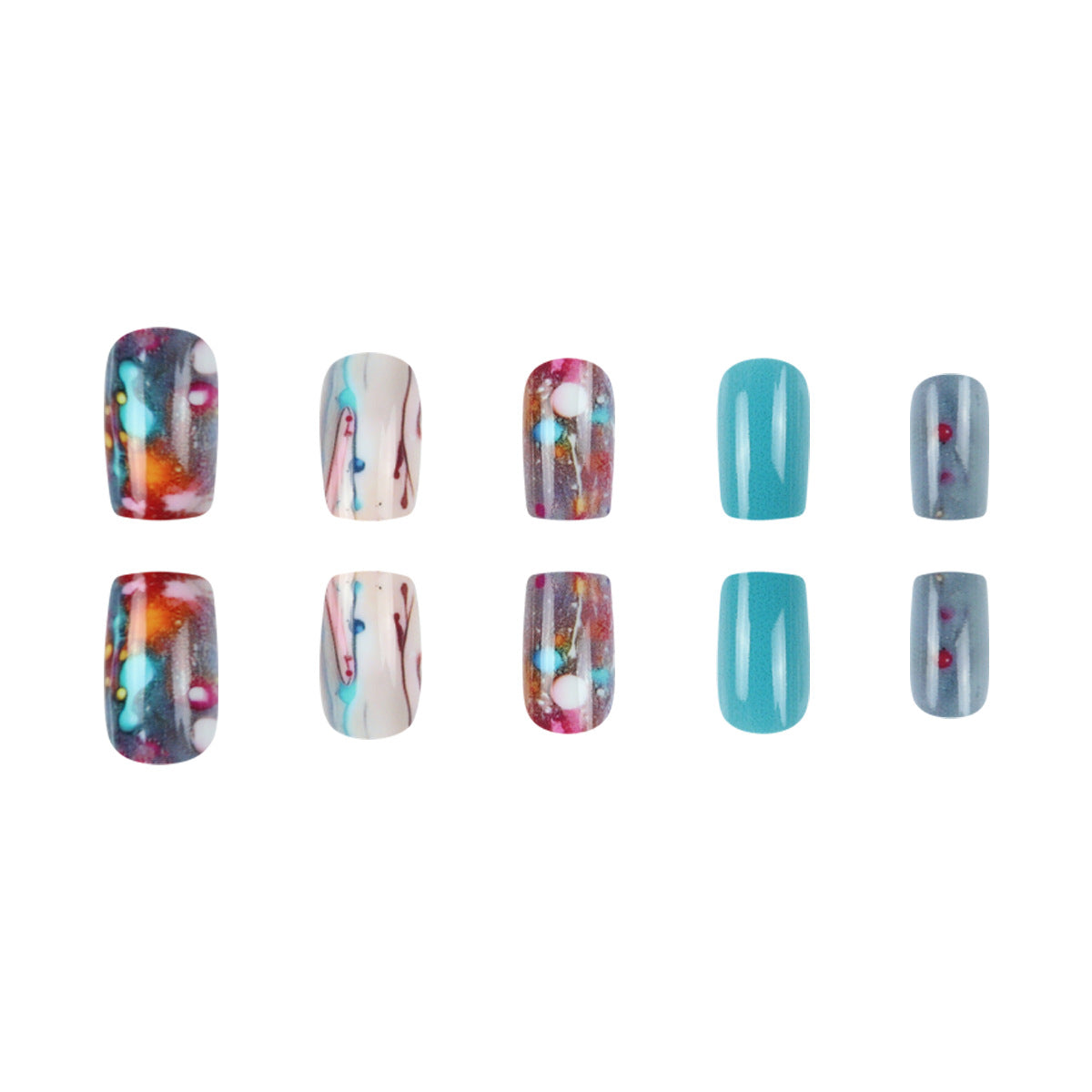 Press-On Nails with Artistic Splatter Design