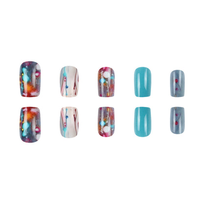 Press-On Nails with Artistic Splatter Design