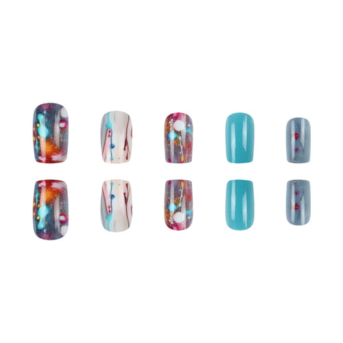 Press-On Nails with Artistic Splatter Design