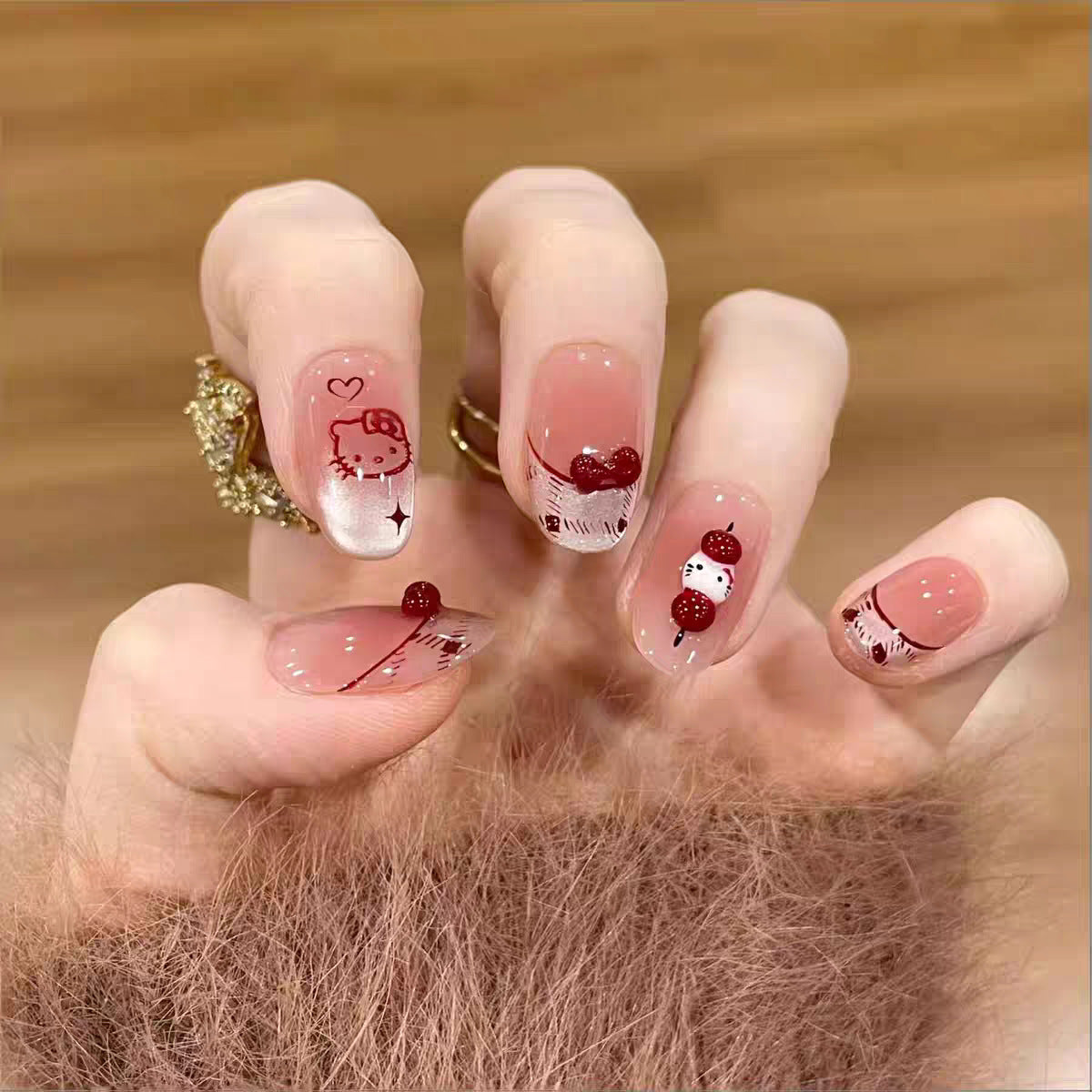 Press-On Nails with Artistic Ocean Theme Design