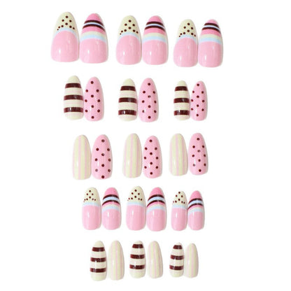Decorative Press-On Nail Set with Unique Patterns