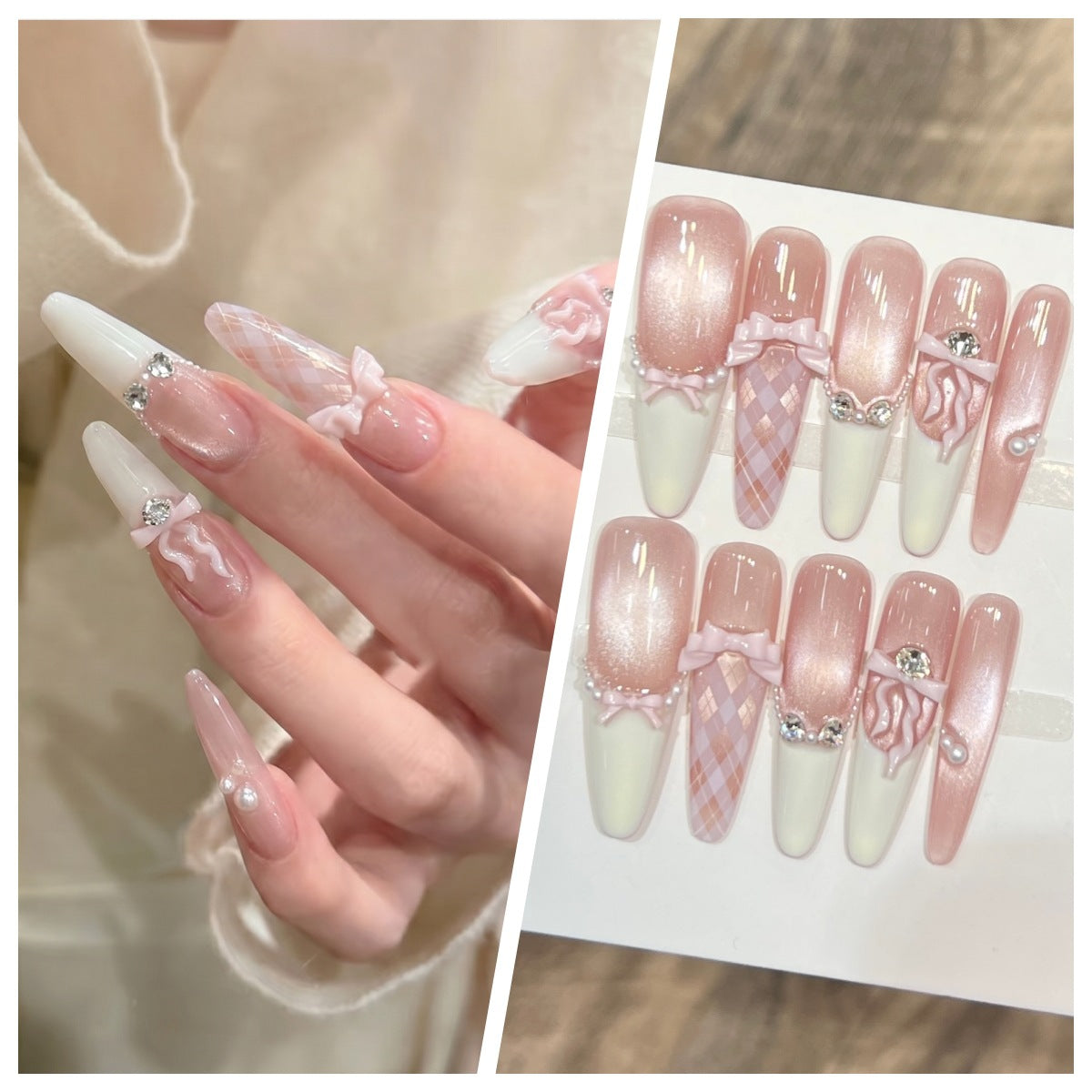 Charming Patterned Press-On Stiletto Nail Set
