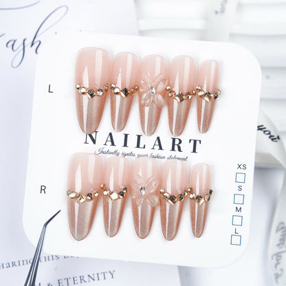 Floral Embellished Press-On Stiletto Nail Set