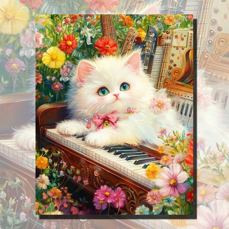 Charming Canvas Artwork Featuring Cat Design