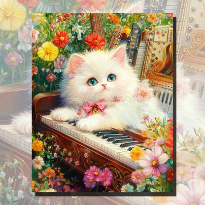 Charming Canvas Artwork Featuring Cat Design