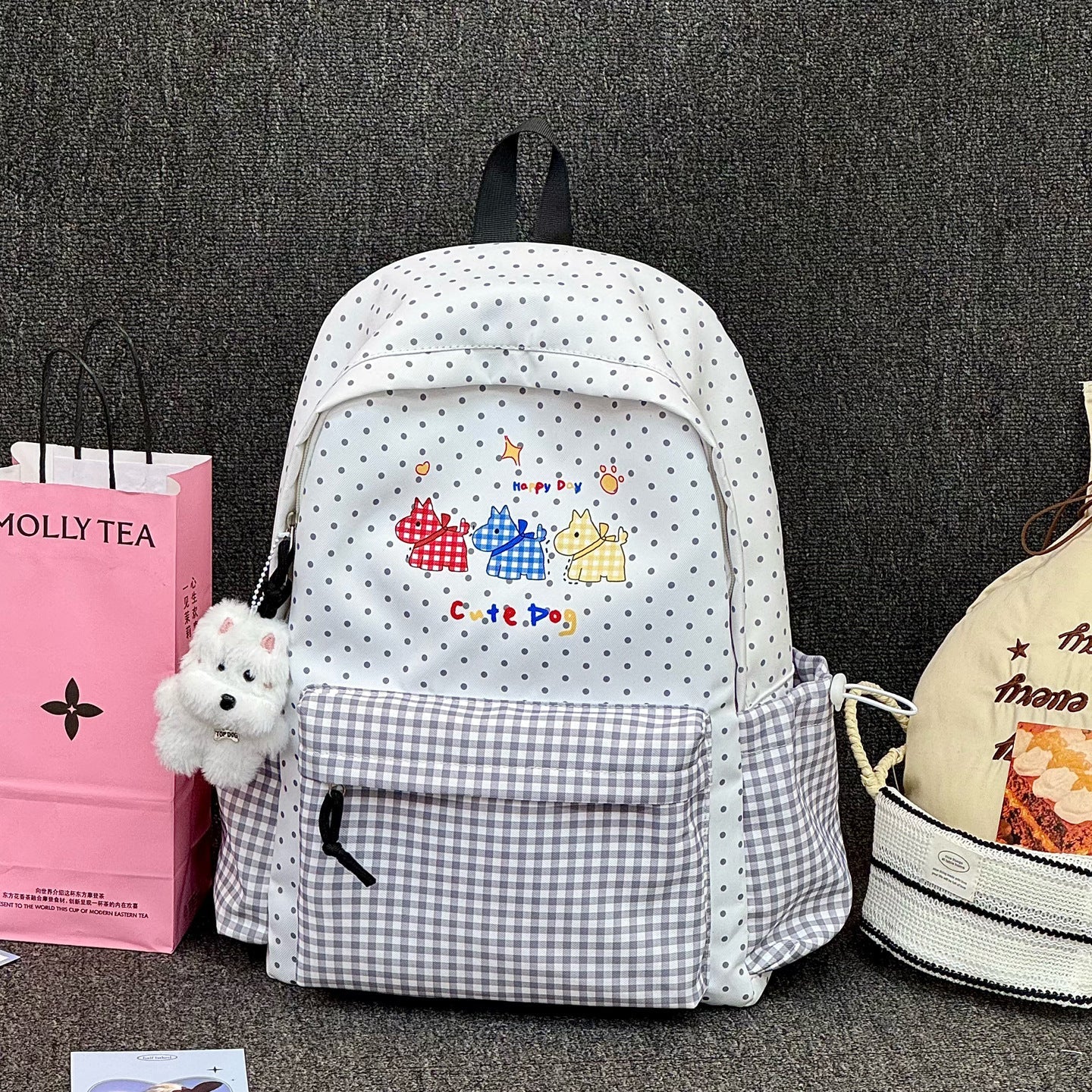 Cute Backpack Featuring Dog Illustrations