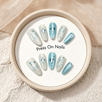 Heart and Star Design Press-On Nail Set – Artistic Nail Art