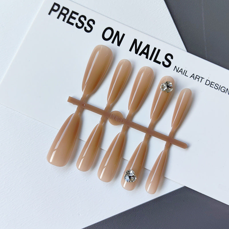 Glamorous Stone-Embellished Acrylic Nails