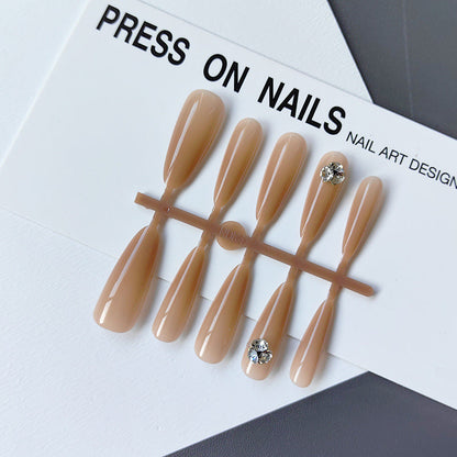 Glamorous Stone-Embellished Acrylic Nails