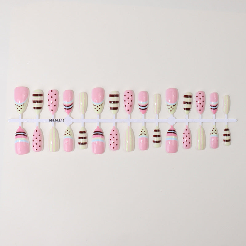 Decorative Press-On Nail Set with Unique Patterns
