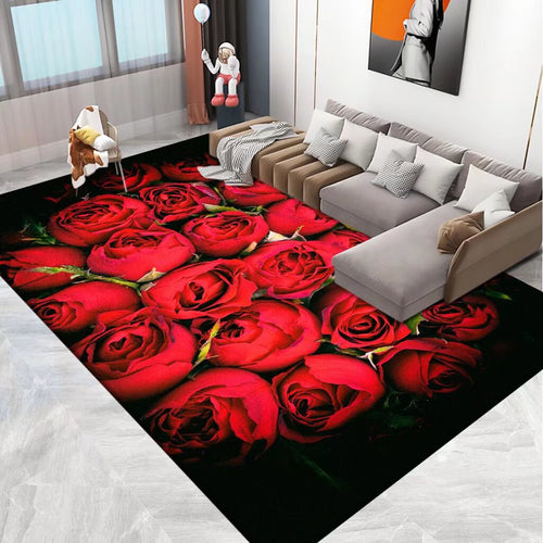 Floral Area Rug in 3D Print Design