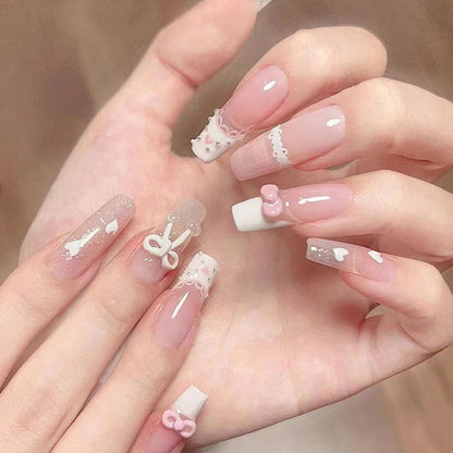 Press-On Nail Set with 3D Decorative Design