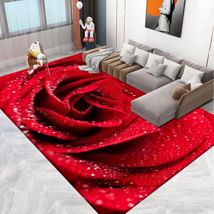 Floral Area Rug in 3D Print Design