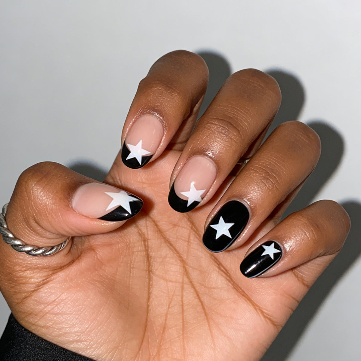 Decorative Press-On Nails with Star Accents