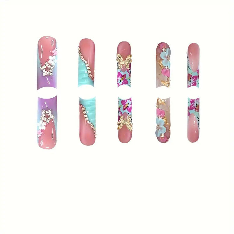 Floral Design 3D Press-On Nail Art