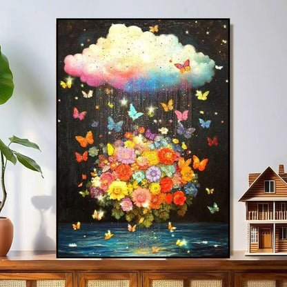 Floral Canvas Art featuring Abstract Butterfly Design