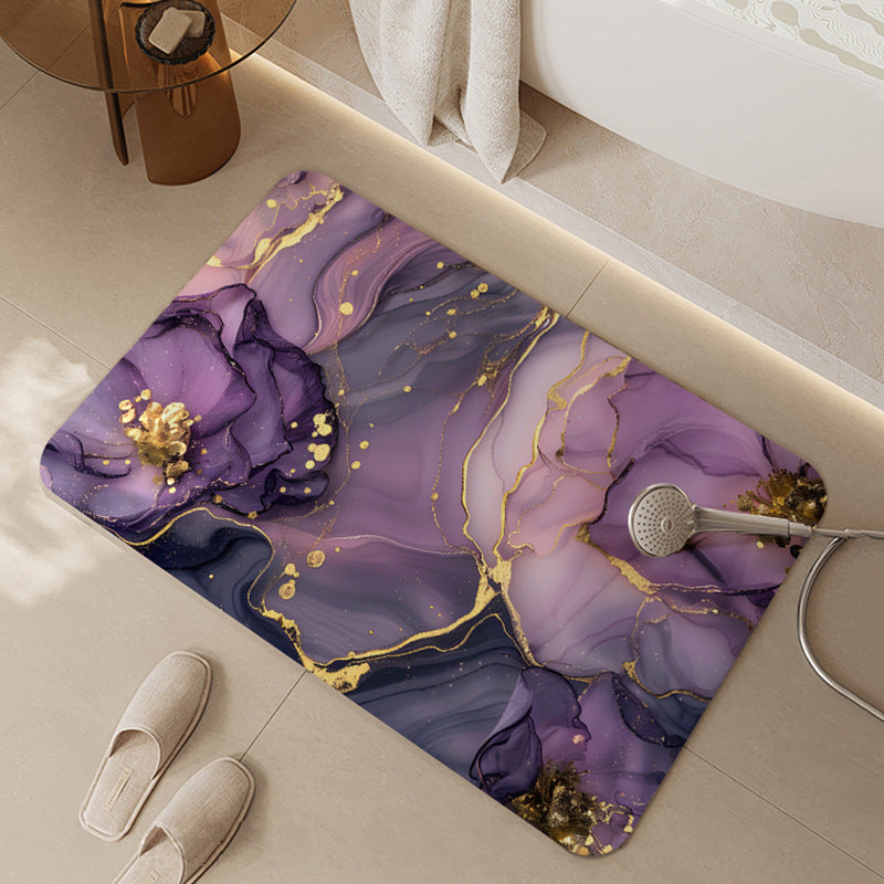 Bath Mat with Abstract Flower Pattern