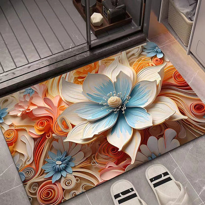 Floral Design 3D Textured Area Mat