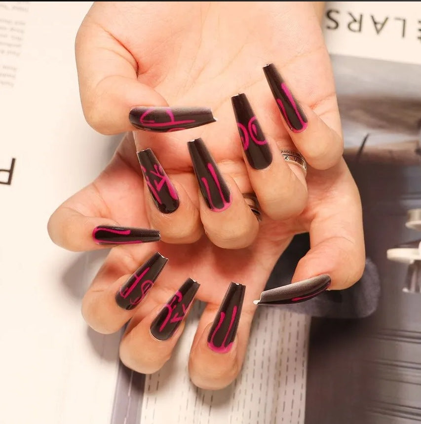 Dripping Effect Press-On Nail Art Design