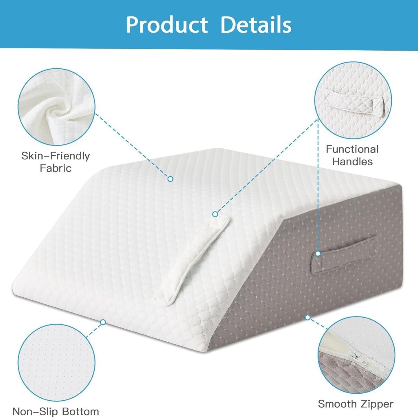Comfortable Bed Wedge Pillow with Adjustable Height
