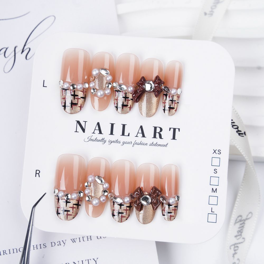 Floral Embellished Press-On Stiletto Nail Set