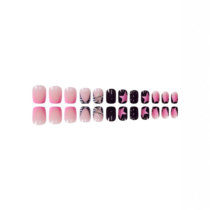 Press-On Nail Kit Featuring Star and Gem Decorations