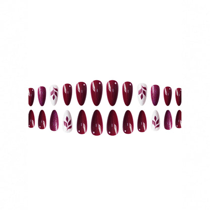 Glitter Leaf Design Press-On Nail Art Set