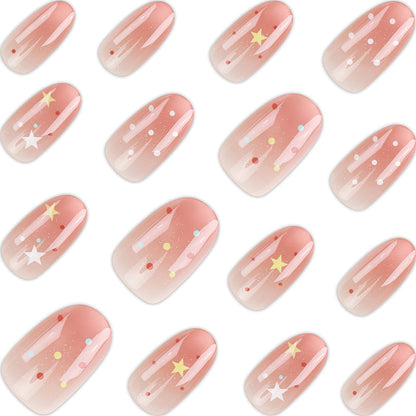 Press-On Nails Featuring Star and Dot Patterns