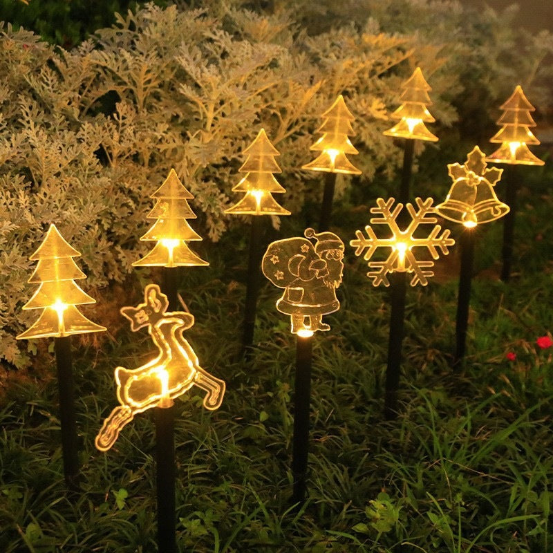 Warm LED Solar Stake Lights for Pathways - Acrylic Holiday Decor with Ground Spike