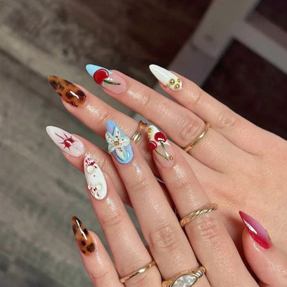 Press-On Nail Art Set with Animal Designs