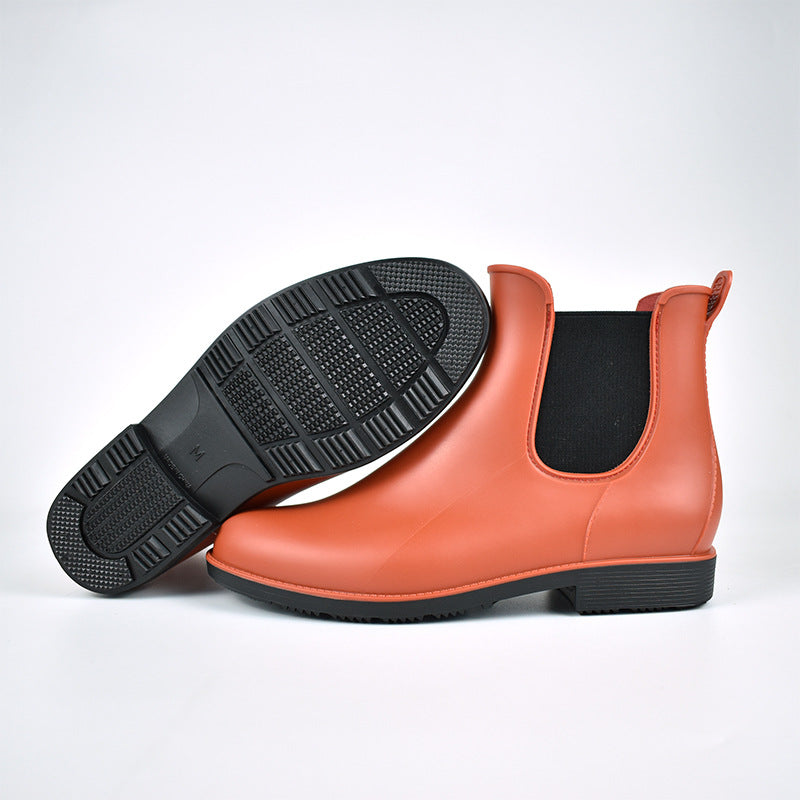 Waterproof Slip-On Ankle Booties for Women - Non-Slip Chelsea Rain Boots