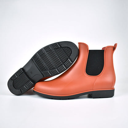 Waterproof Slip-On Ankle Booties for Women - Non-Slip Chelsea Rain Boots
