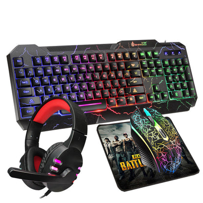 Gaming Accessory Bundle: Illuminated Keyboard, Precision Mouse, Headset & Pad