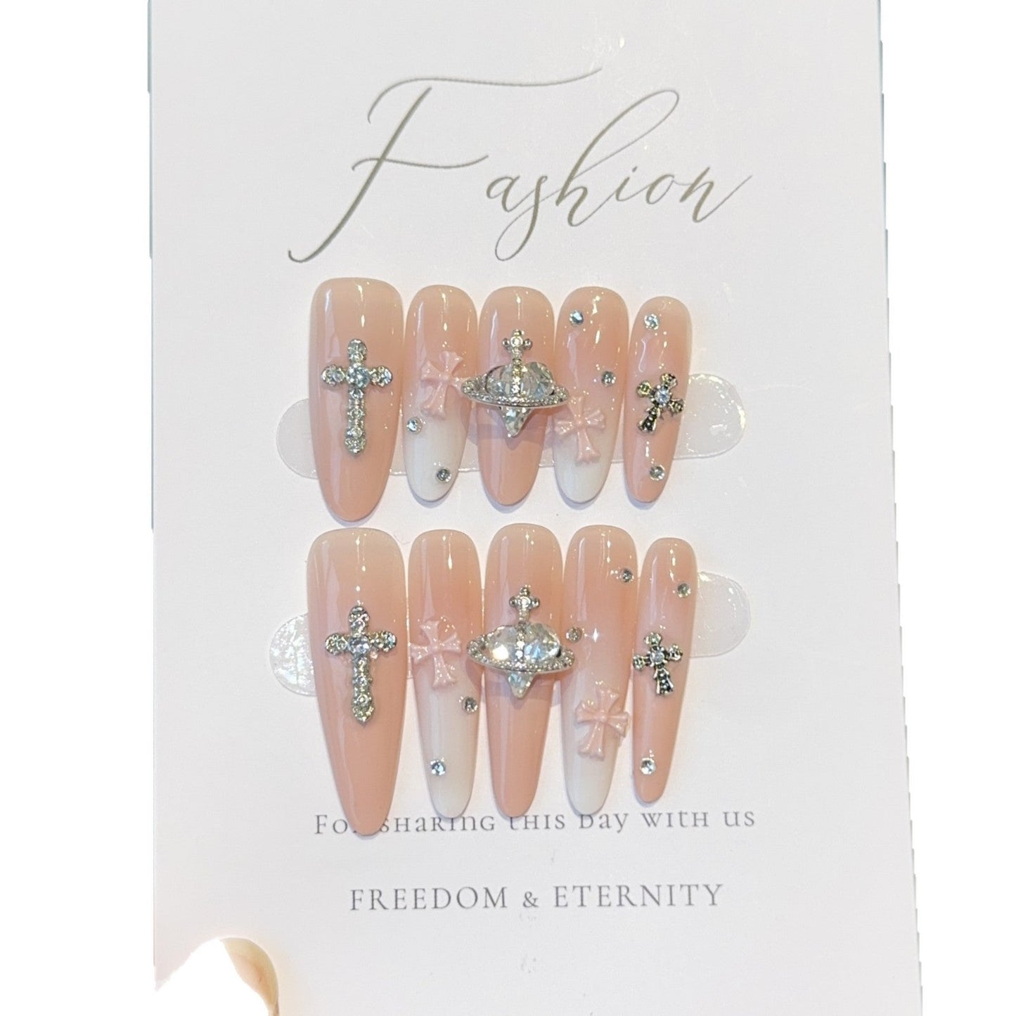 Rhinestone Accent Acrylic Nails Set