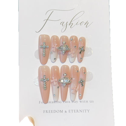 Rhinestone Accent Acrylic Nails Set