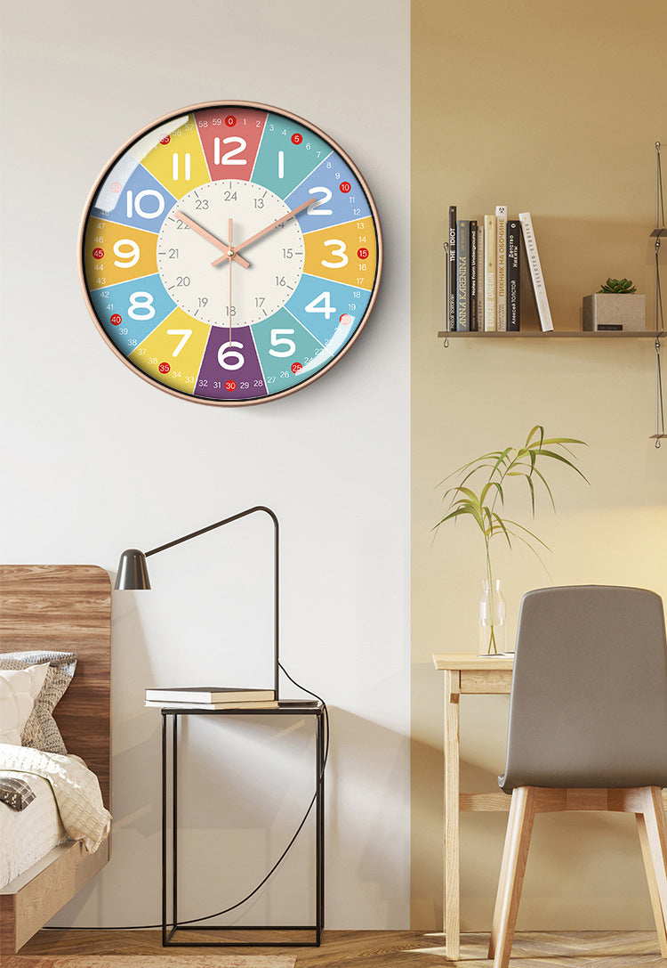 Silent Wall Clock for Kids – Educational Design in Color Time