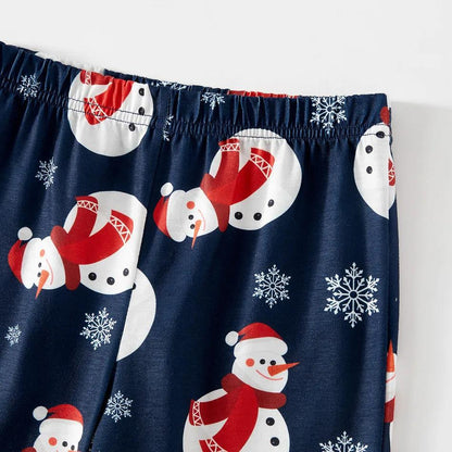 Adorable Snowman Pattern Matching Family Christmas Pajama Sets