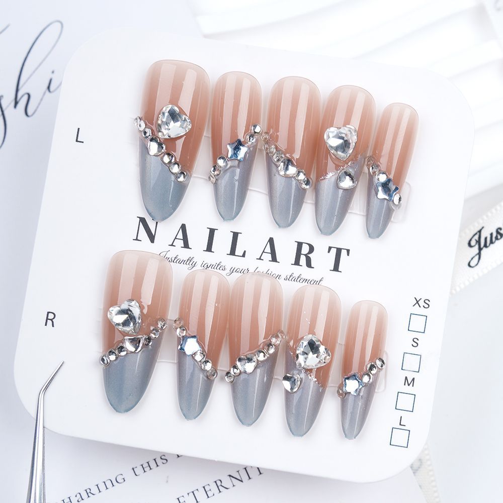 Floral Embellished Press-On Stiletto Nail Set