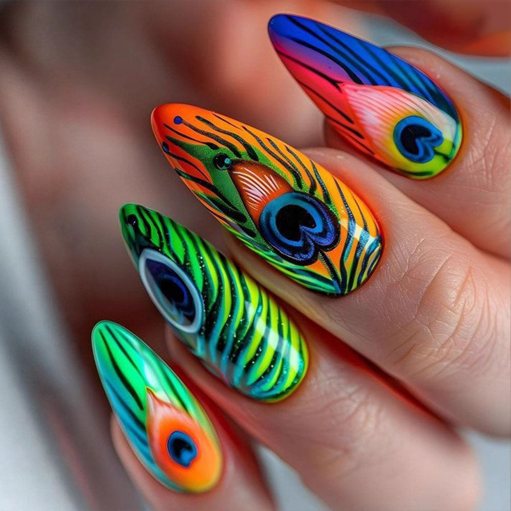 Peacock Feather Nail Art Design – Stunning Creative Manicure
