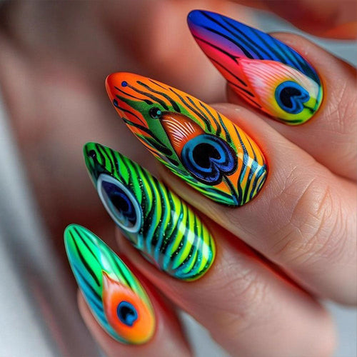 Peacock Feather Nail Art Design – Stunning Creative Manicure