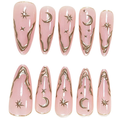 Celestial Accent Stiletto Nail Art Tips – Artistic Design