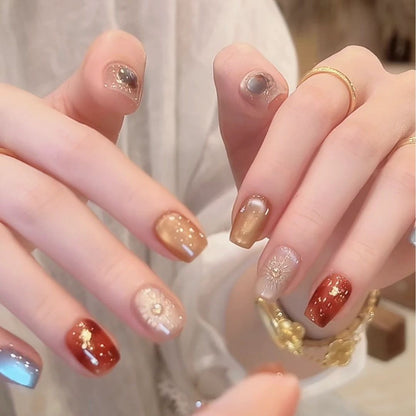 Press-On Nails with Artistic Ocean Theme Design
