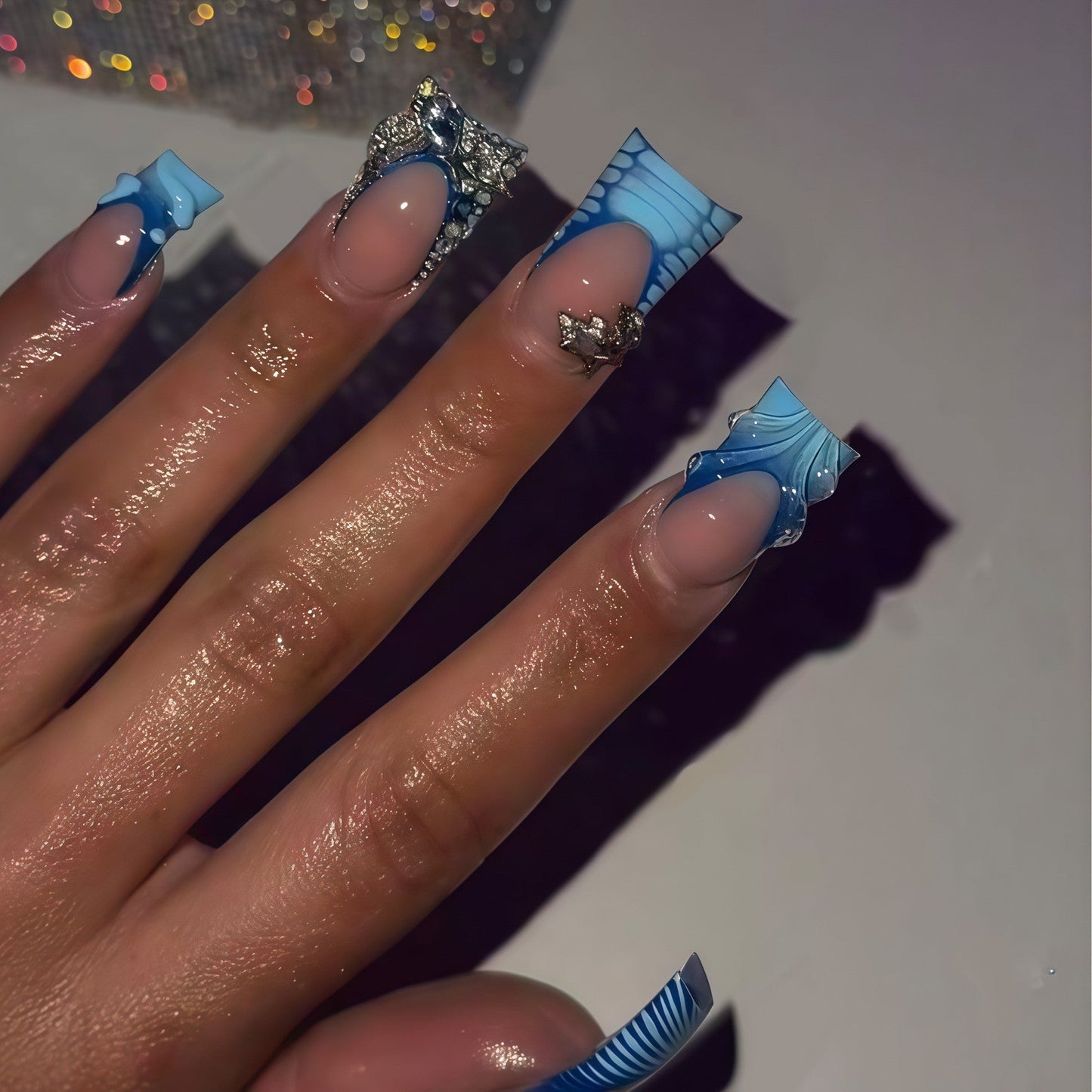 Ocean-Themed 3D Nail Art Stickers for Press-On Application