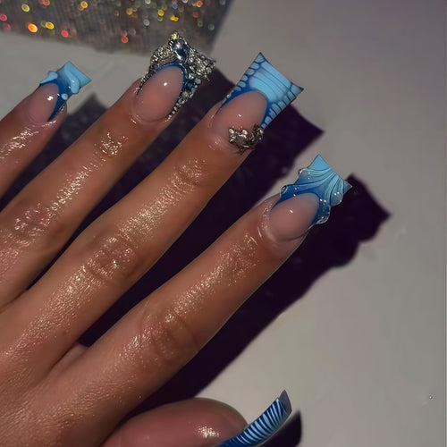 Ocean-Themed 3D Nail Art Stickers for Press-On Application