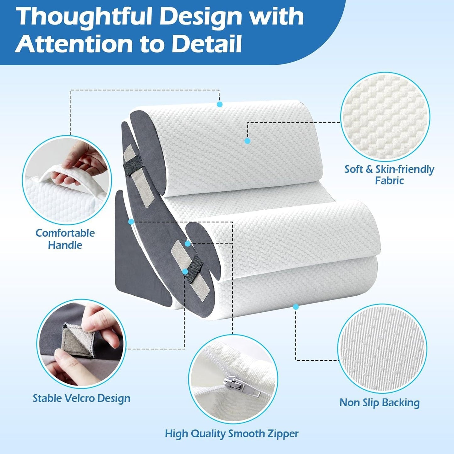 Supportive Wedge Pillow for Reading and Relaxation, Adjustable Design